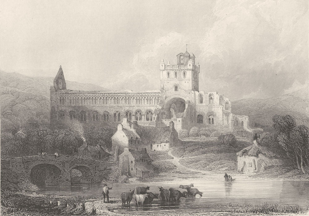 SCOTLAND. Jedburgh Abbey, Roxburgshire 1836 old antique vintage print picture